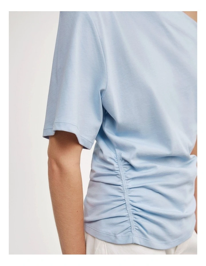 Ruched Asymmetric T-shirt in Pale Blue image 5