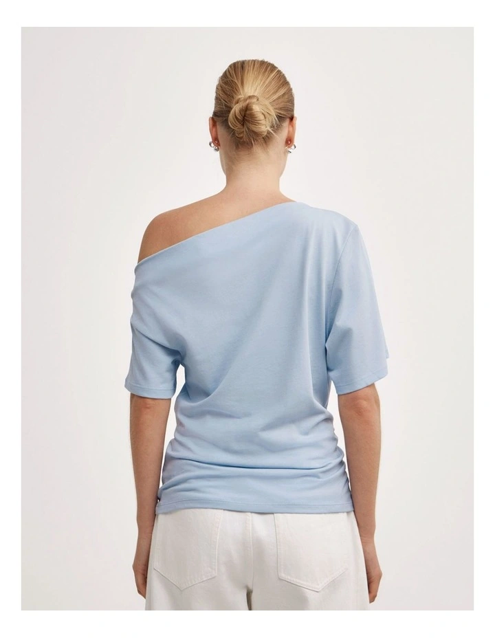 Ruched Asymmetric T-shirt in Pale Blue image 6