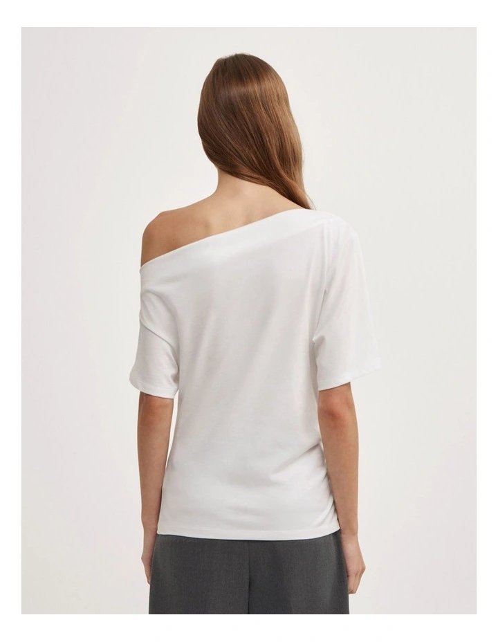 Ruched Asymmetric T-shirt in Fresh White image 6