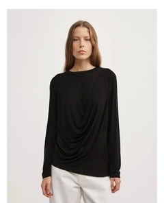 Relaxed Draped Top in Black
