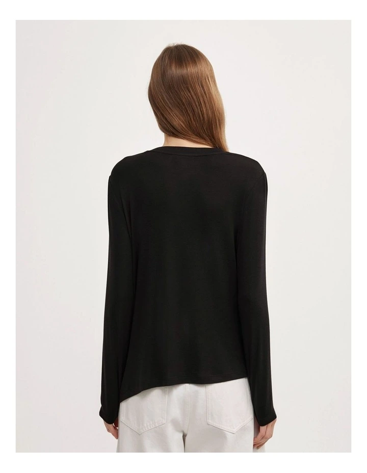 Relaxed Draped Top in Black image 4
