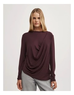 Relaxed Draped Top in Plum