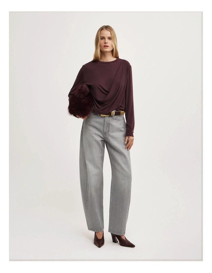 Relaxed Draped Top in Plum image 2