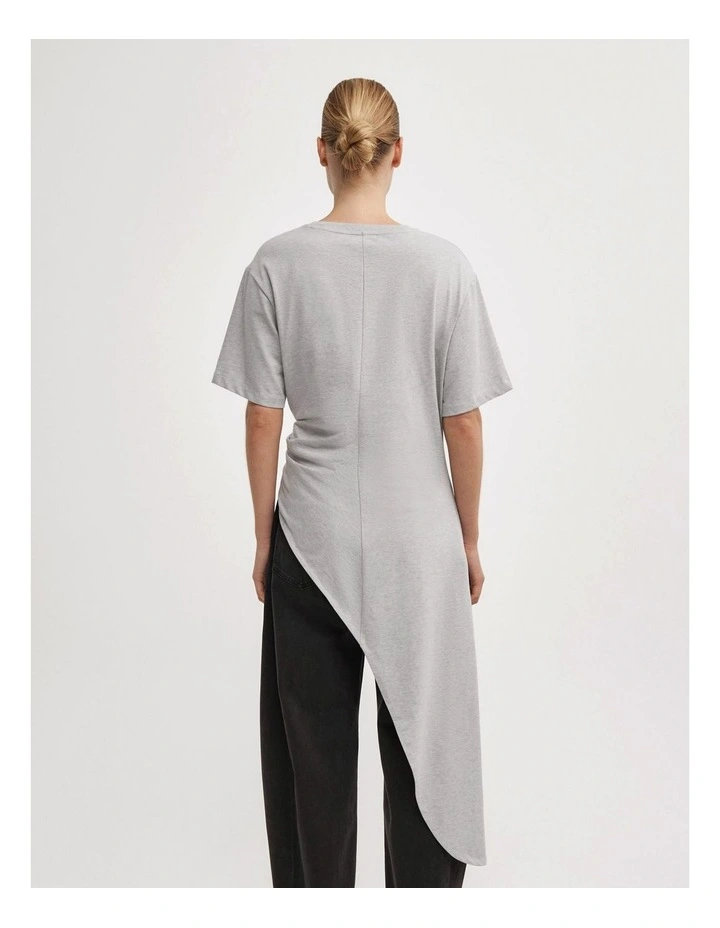 Asymmetric Tunic T-shirt in Light Grey Marle image 4