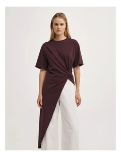 Asymmetric Tunic T-shirt in Plum