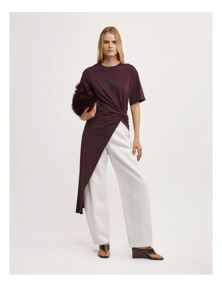 Asymmetric Tunic T-shirt in Plum image 2