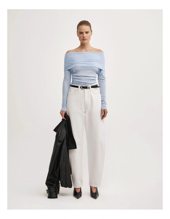 Off Shoulder Long-sleeve Top in Pale Blue image 2