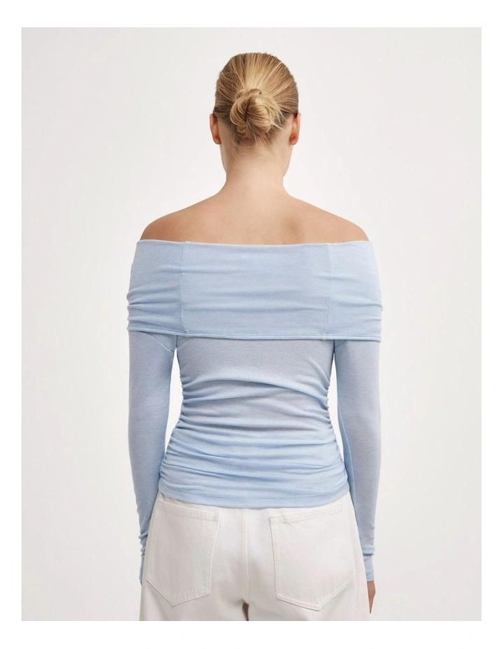 Off Shoulder Long-sleeve Top in Pale Blue image 4