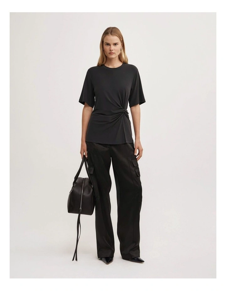 Twist Detail T-shirt in Black image 2