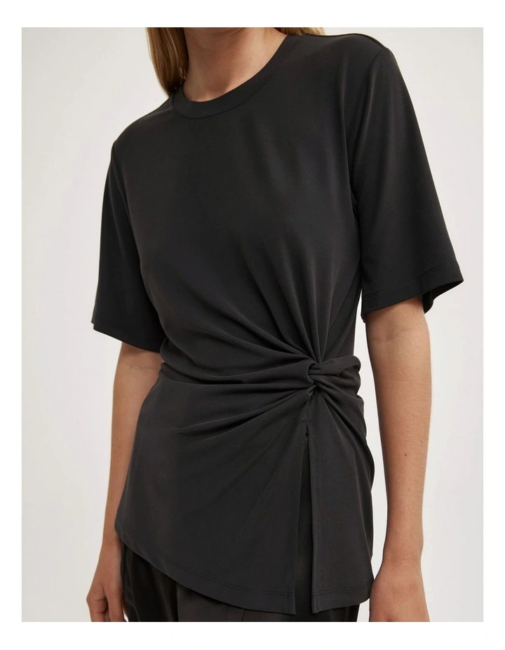 Twist Detail T-shirt in Black image 3