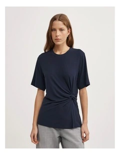 Twist Detail T-shirt in Navy