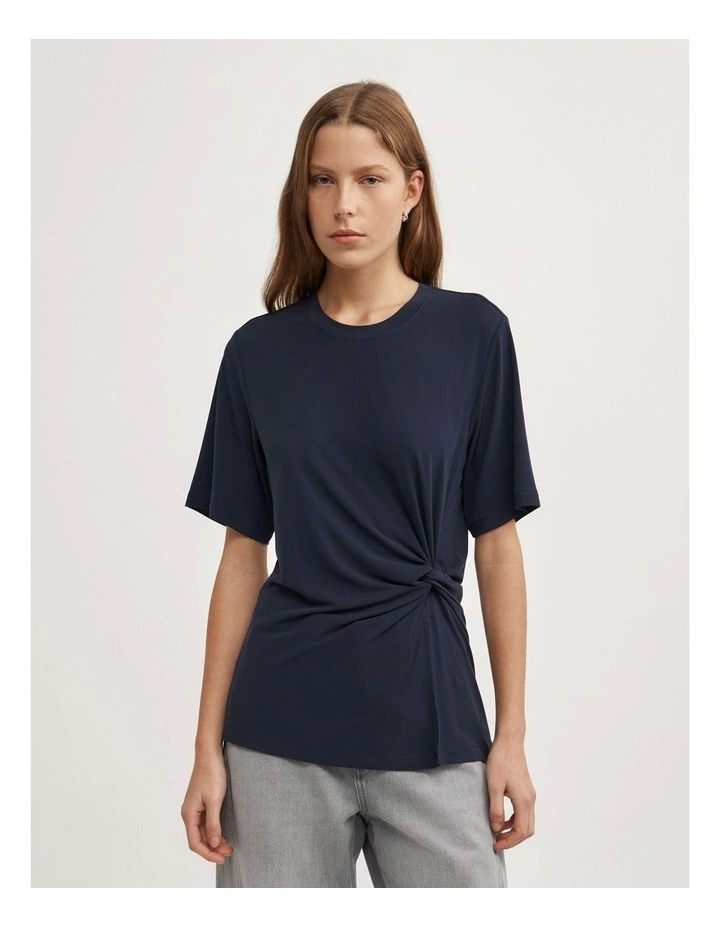 Twist Detail T-shirt in Navy image 1