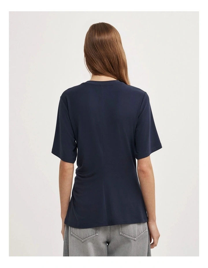 Twist Detail T-shirt in Navy image 4