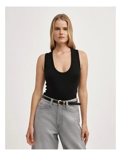 U-neck Tank Top in Black
