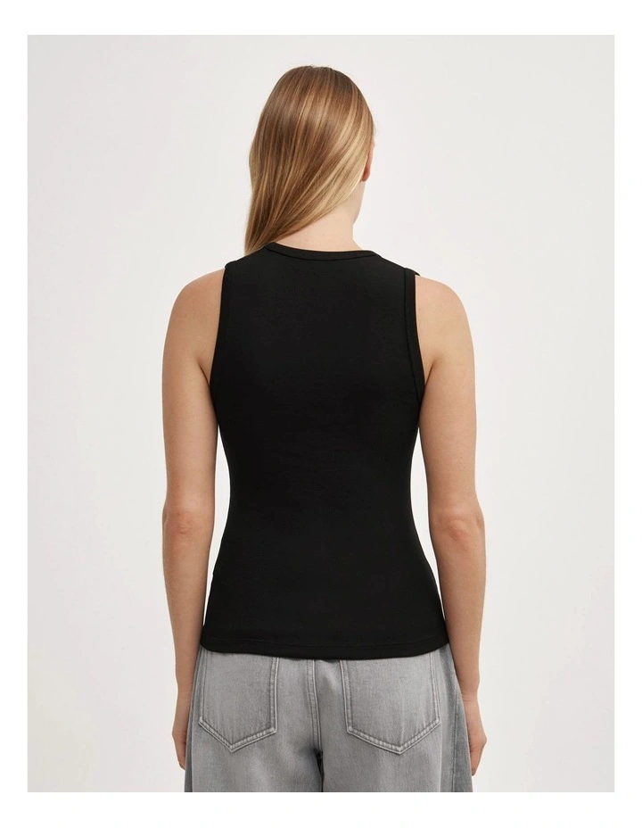 U-neck Tank Top in Black image 5