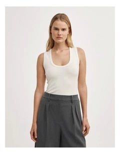 U-neck Tank Top in Fresh White