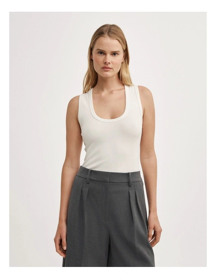 U-neck Tank Top in Fresh White image 1