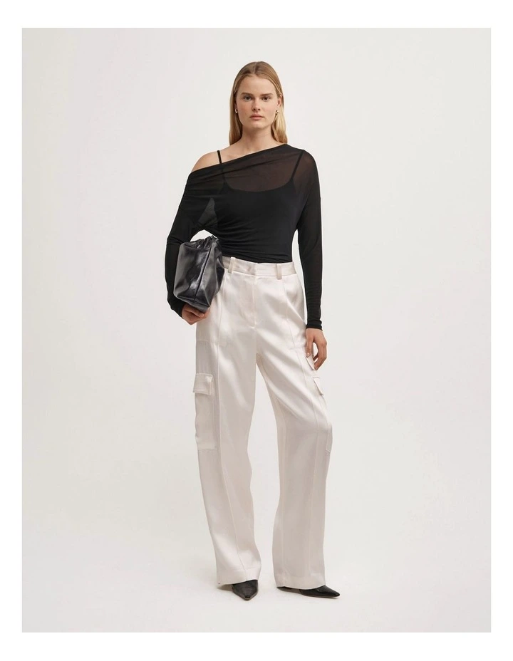 Layered Mesh Long-sleeve Top in Black image 2