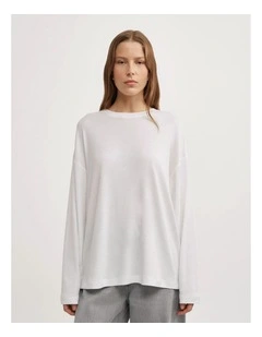 Crew Neck Long-sleeve T-shirt in Fresh White