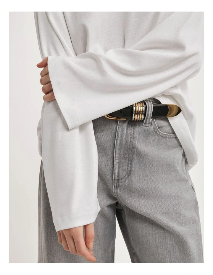Crew Neck Long-sleeve T-shirt in Fresh White image 5