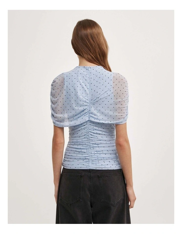 Mesh Cape Top in Pale Blue Polka Dot image 6