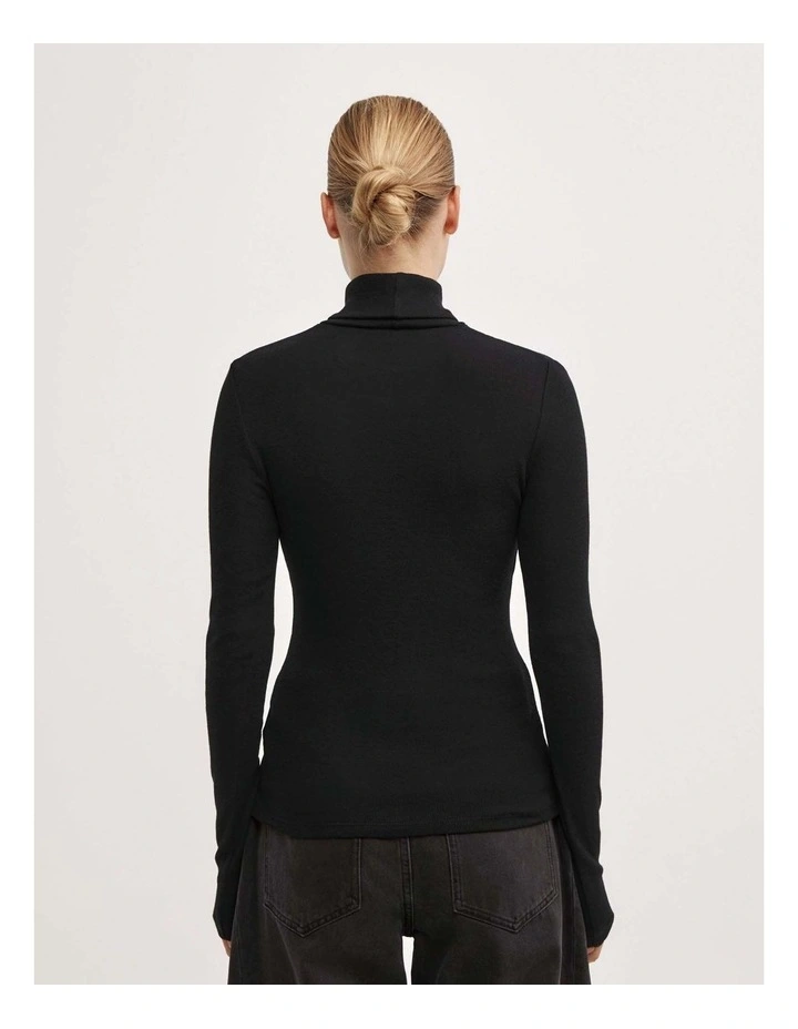 Fine High Neck Top in Black image 5