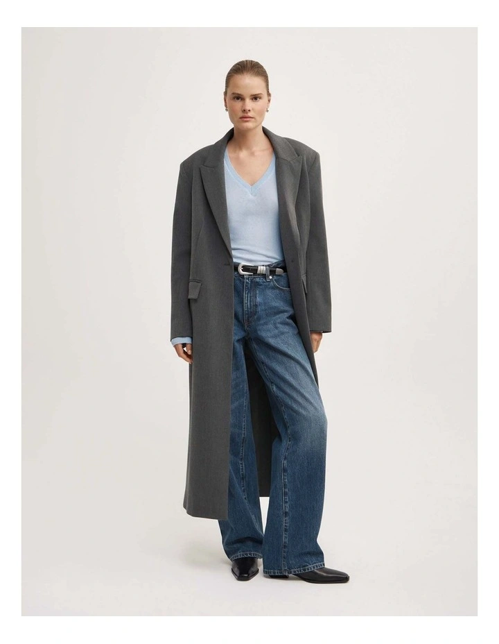 Fine V-neck Long-sleeve Top in Pale Blue image 4