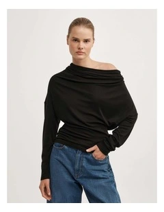 Multi Drape Top in Black
