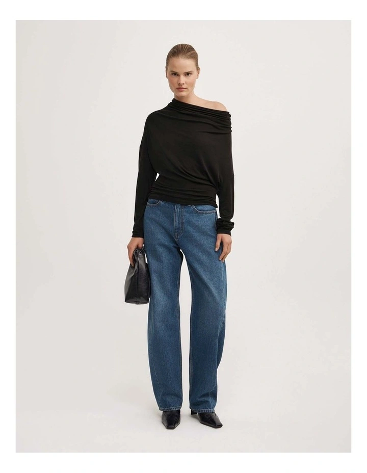 Multi Drape Top in Black image 2