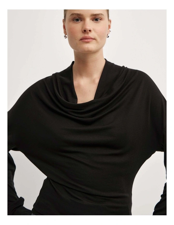 Multi Drape Top in Black image 3