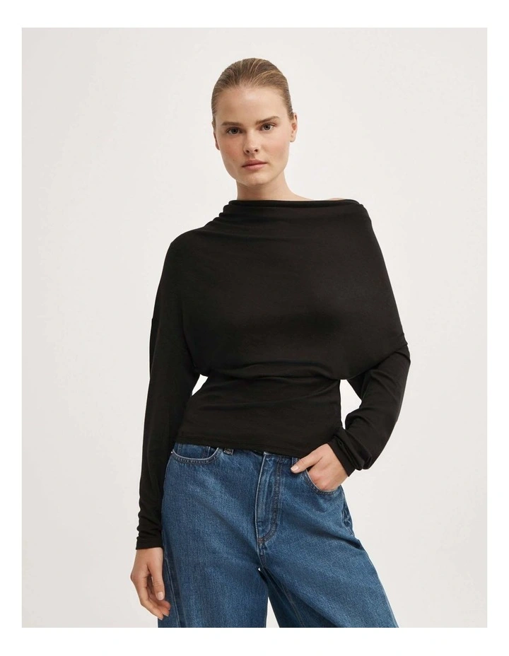Multi Drape Top in Black image 4