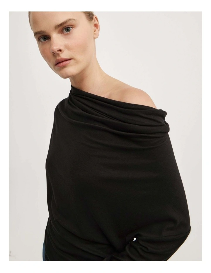 Multi Drape Top in Black image 5
