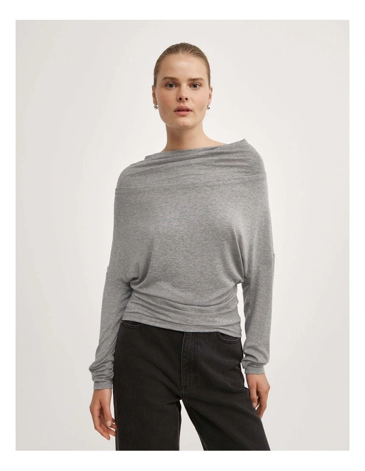 Multi Drape Top in Grey Marle image 2
