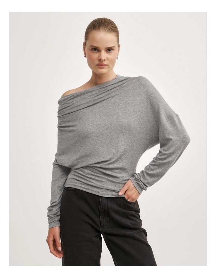 Multi Drape Top in Grey Marle image 3