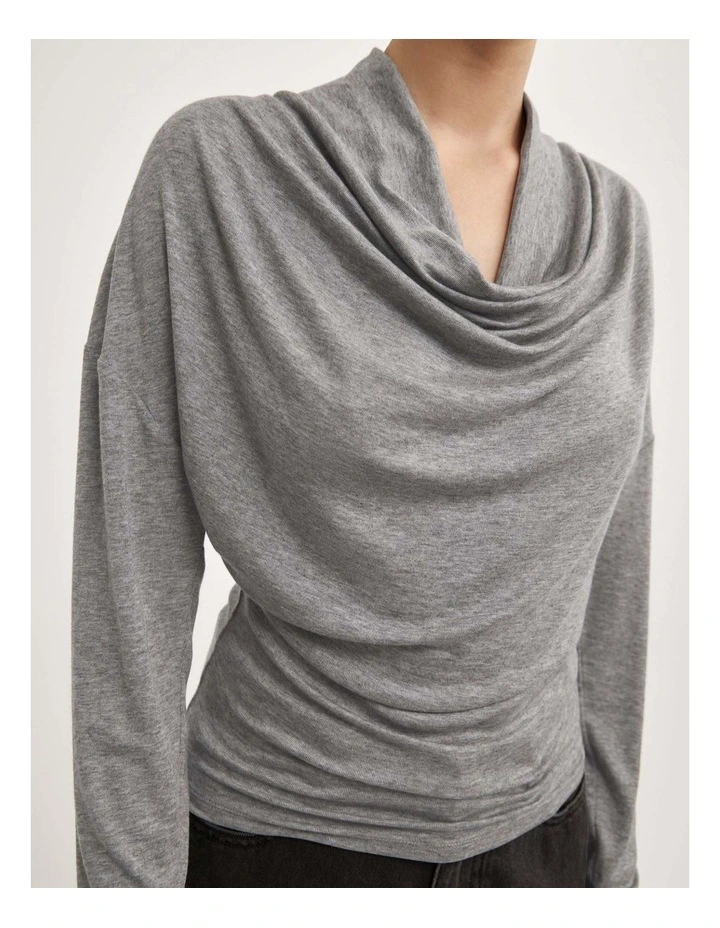 Multi Drape Top in Grey Marle image 5