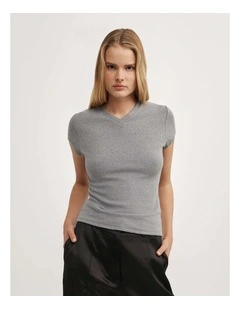 High V-neck T-shirt in Grey Marle