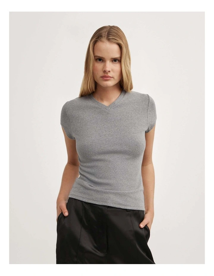 High V-neck T-shirt in Grey Marle image 1