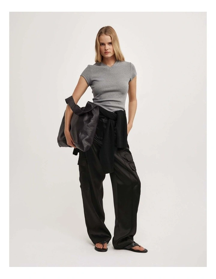 High V-neck T-shirt in Grey Marle image 2