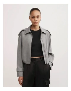 Fluid Bomber Jacket in Grey Cross Dye