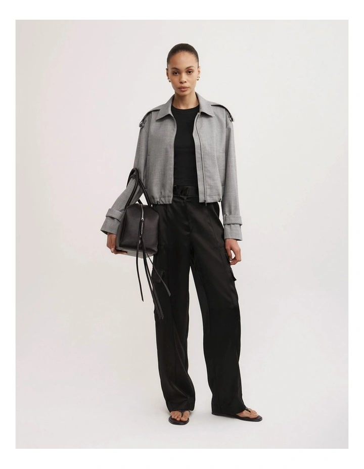 Fluid Bomber Jacket in Grey Cross Dye image 2