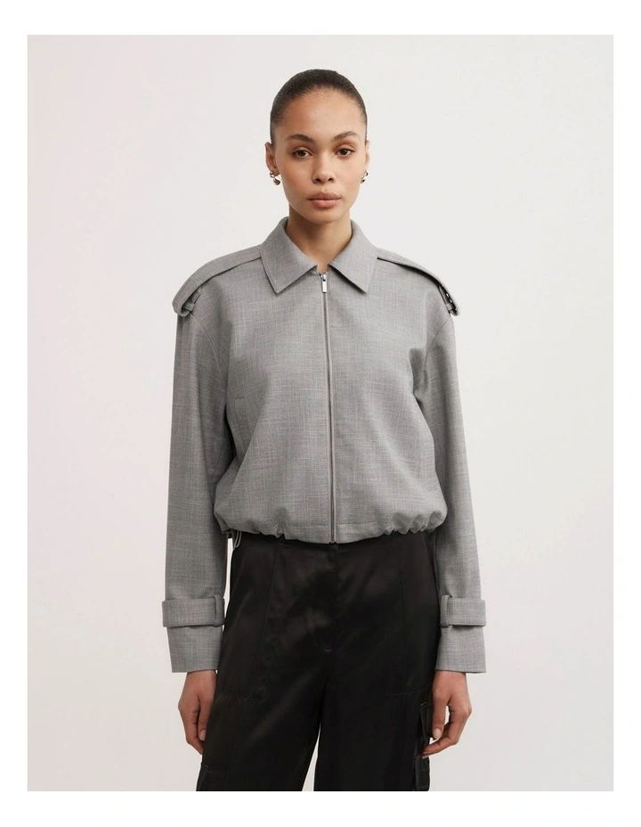 Fluid Bomber Jacket in Grey Cross Dye image 3