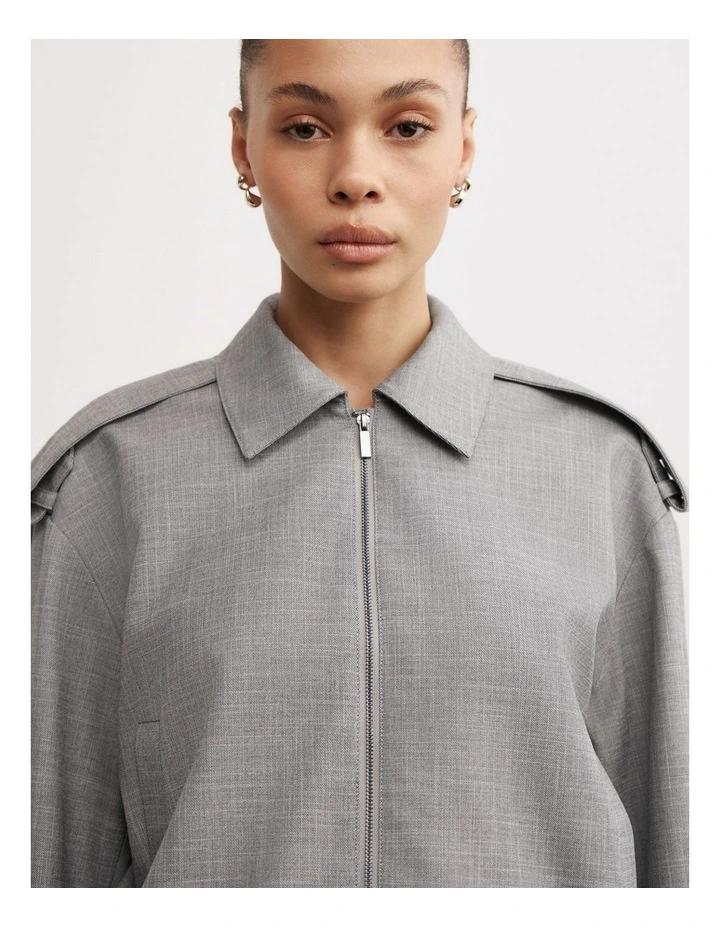 Fluid Bomber Jacket in Grey Cross Dye image 4