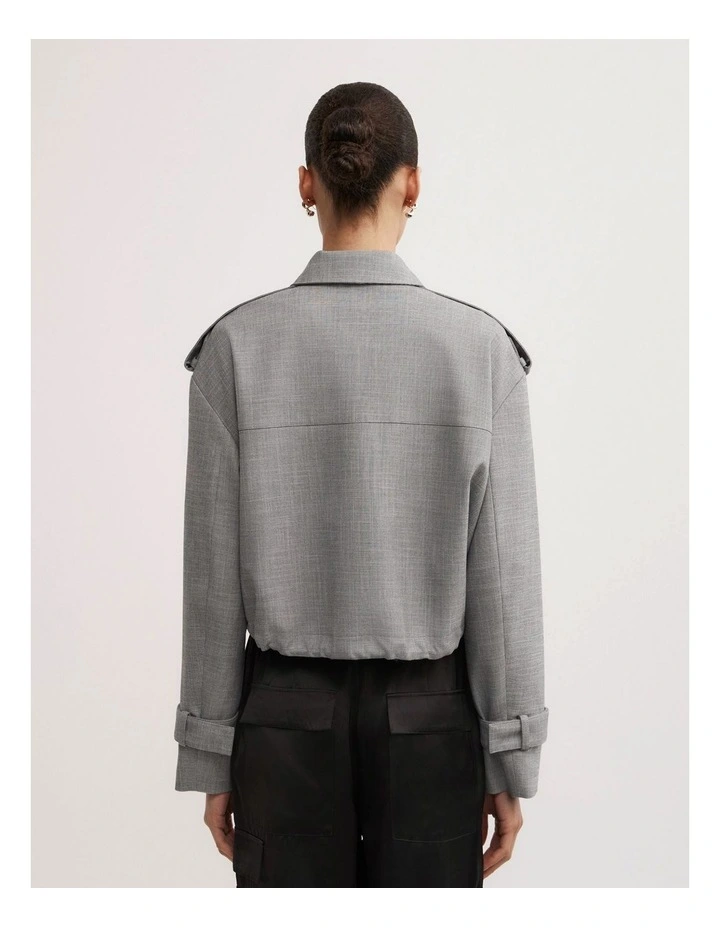 Fluid Bomber Jacket in Grey Cross Dye image 5