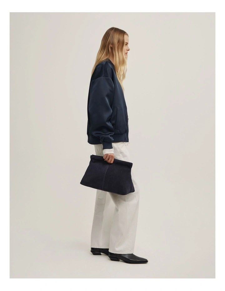 Scarlett Leather Clutch in Navy image 2