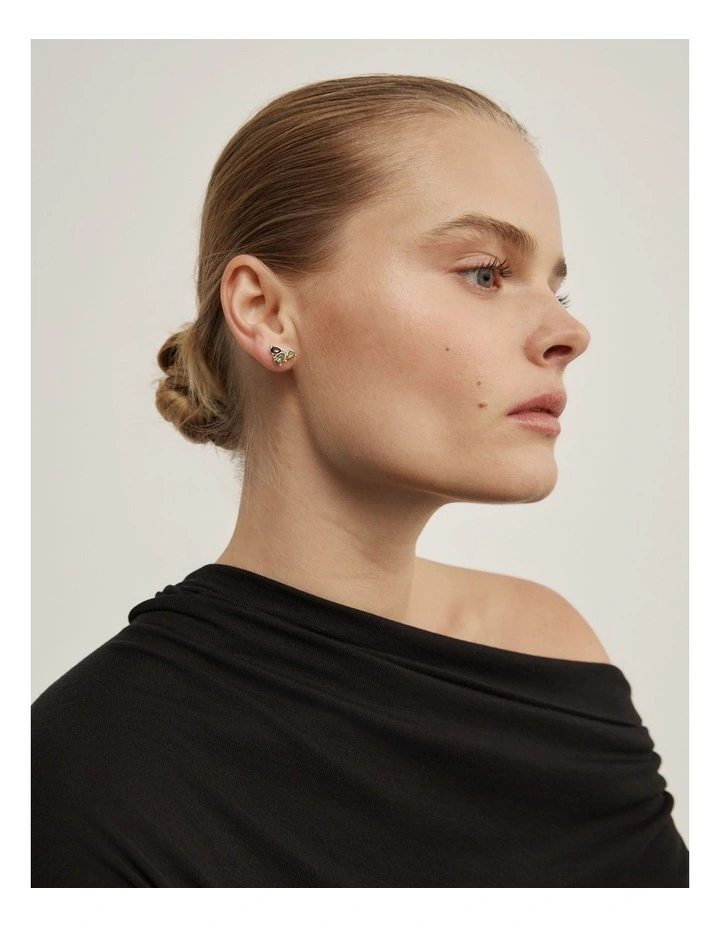 Greta Stud Earrings in Sage image 2
