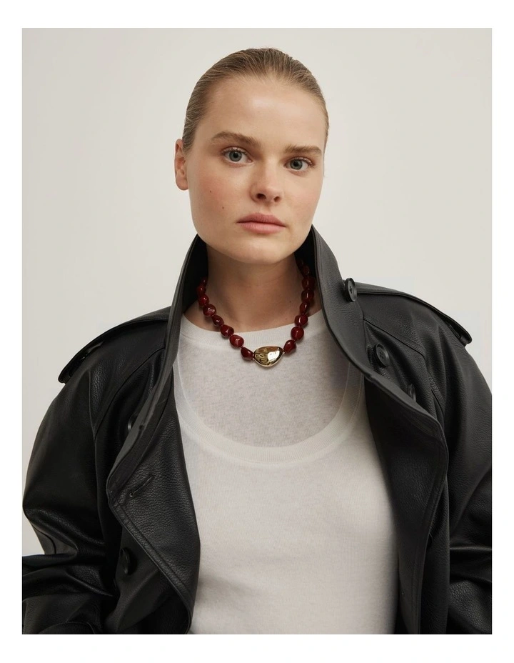 Olive Necklace in Deep Rust image 2