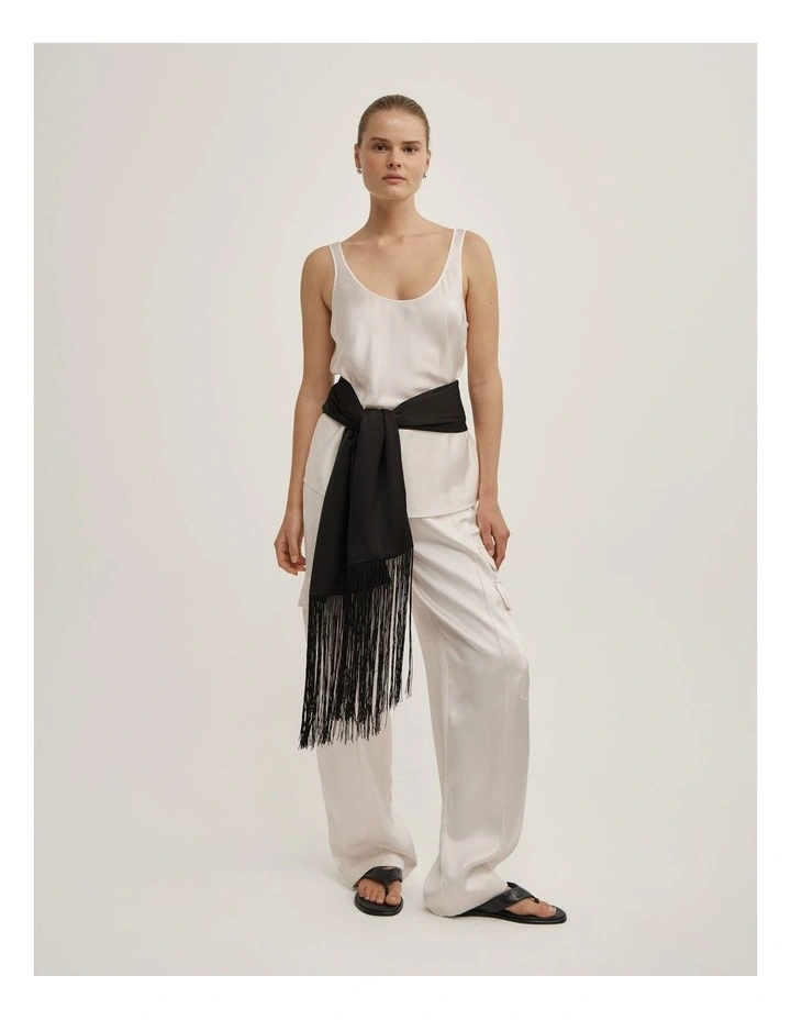 Lee Fringe Scarf in Black image 2
