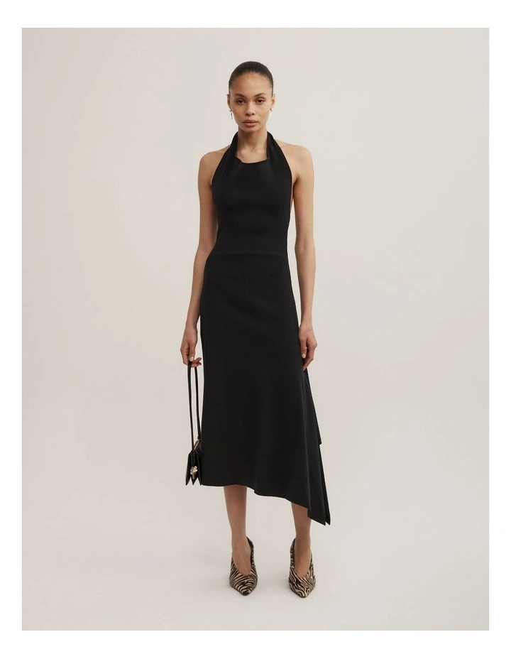 Halter Knit Dress in Black image 1