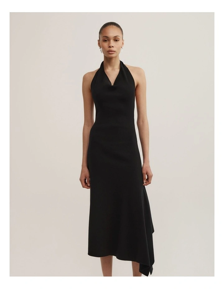 Halter Knit Dress in Black image 2