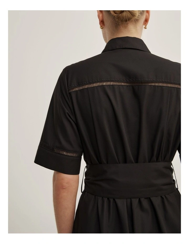 Trim Detail Shirt Dress in Black image 4